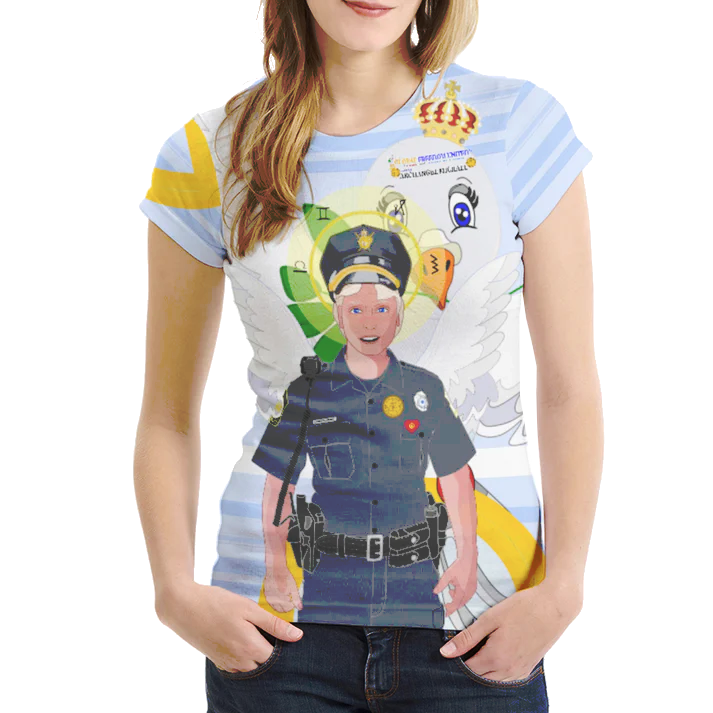 Women´s T-shirt 1 GLOBAL FREEDOM UNITED© Archangel Michael As Policemen Light Blue