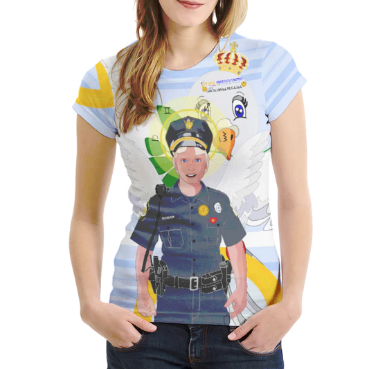 Women´s T-shirt 1 GLOBAL FREEDOM UNITED© Archangel Michael As Policemen Light Blue