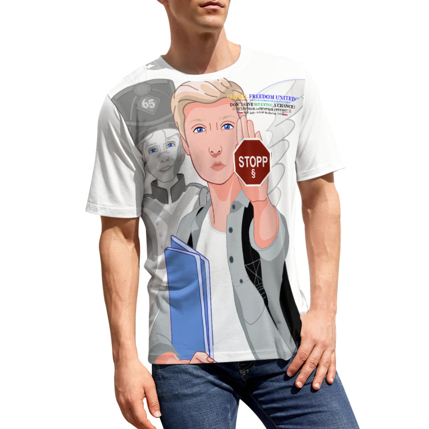 Men´s T-shirt GLOBAL FREEDOM UNITED© Anti Bullying T-shirt Wight USA