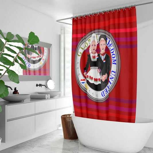 GLOBAL FREEDOM UNITED© Couple Nederland Red - Quick-drying Shower Curtain