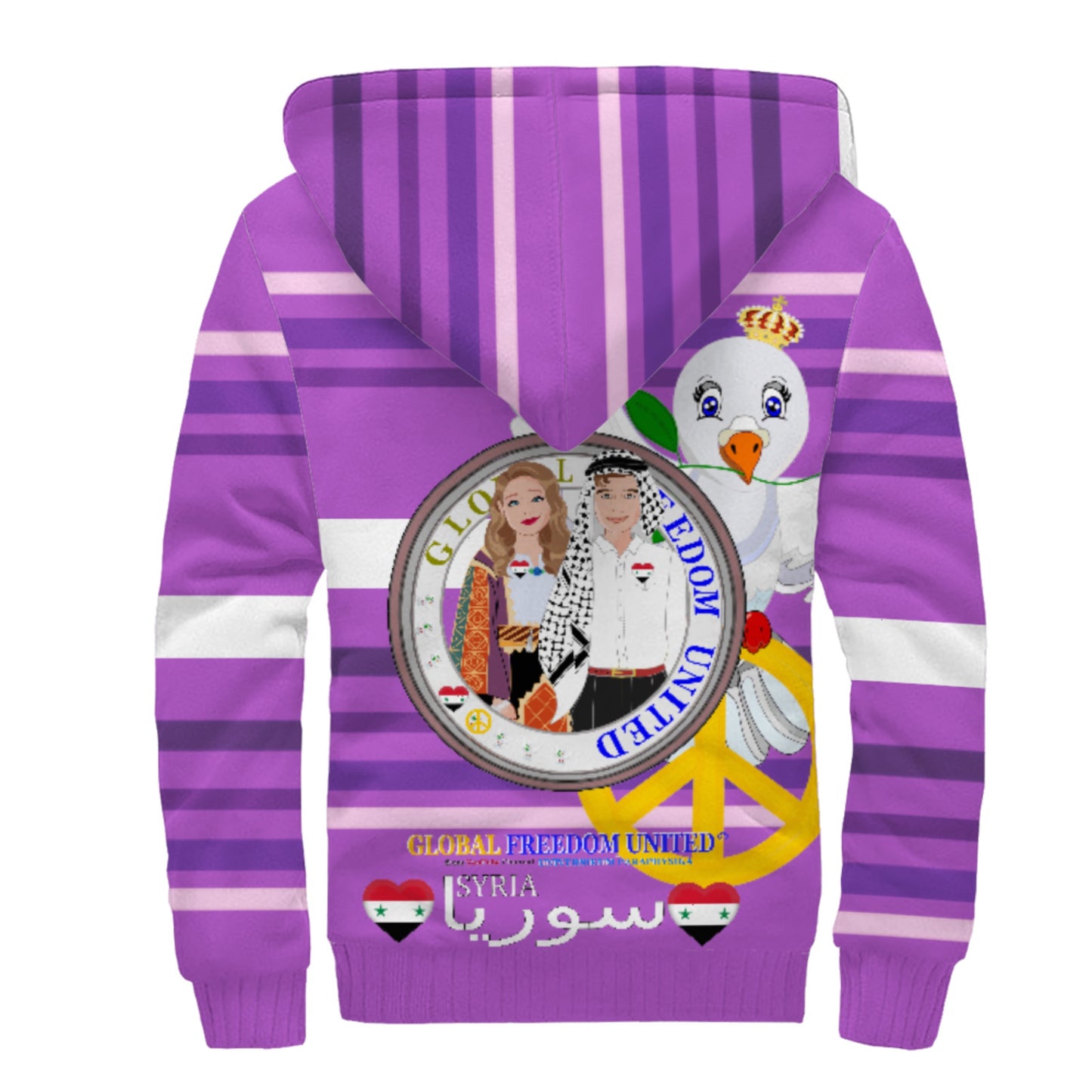 Plush Hoodie GLOBAL FREEDOM UNITED© Couple Syria Lilac