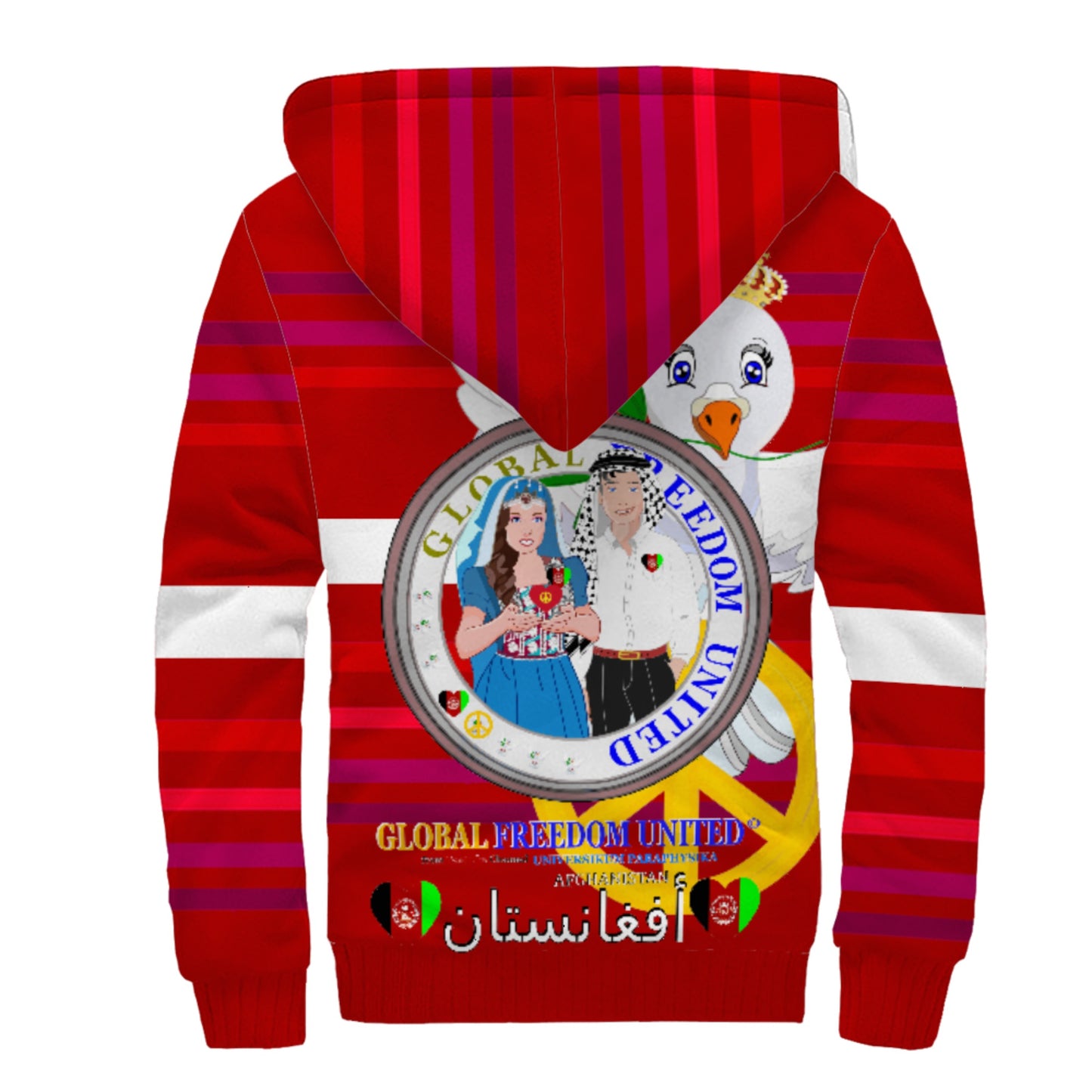 Plush Hoodie GLOBAL FREEDOM UNITED© Couple Afghanistan Red