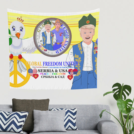 Tupestry GLOBAL FREEDOM UNITED© Men Serbia & USA Yellow