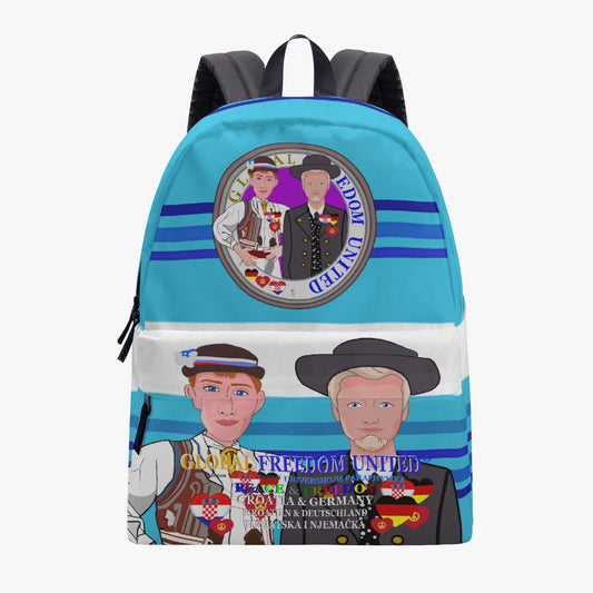 GLOBAL FREEDOM UNITED© Men Croatia & Germany BLUE All-over-print Canvas Backpack