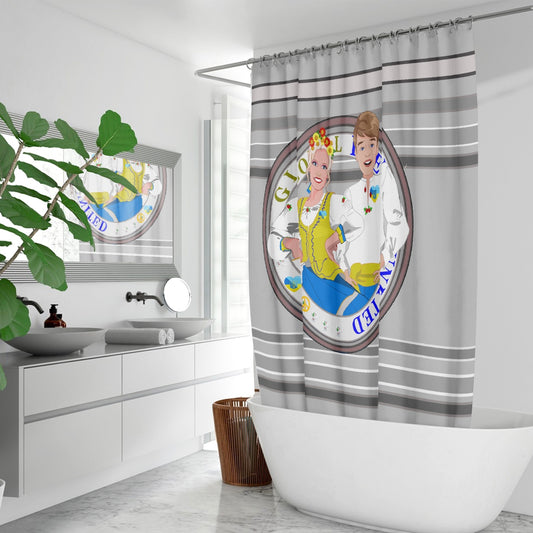 GLOBAL FREEDOM UNITED© Couple Ukrain Grey - Quick-drying Shower Curtain