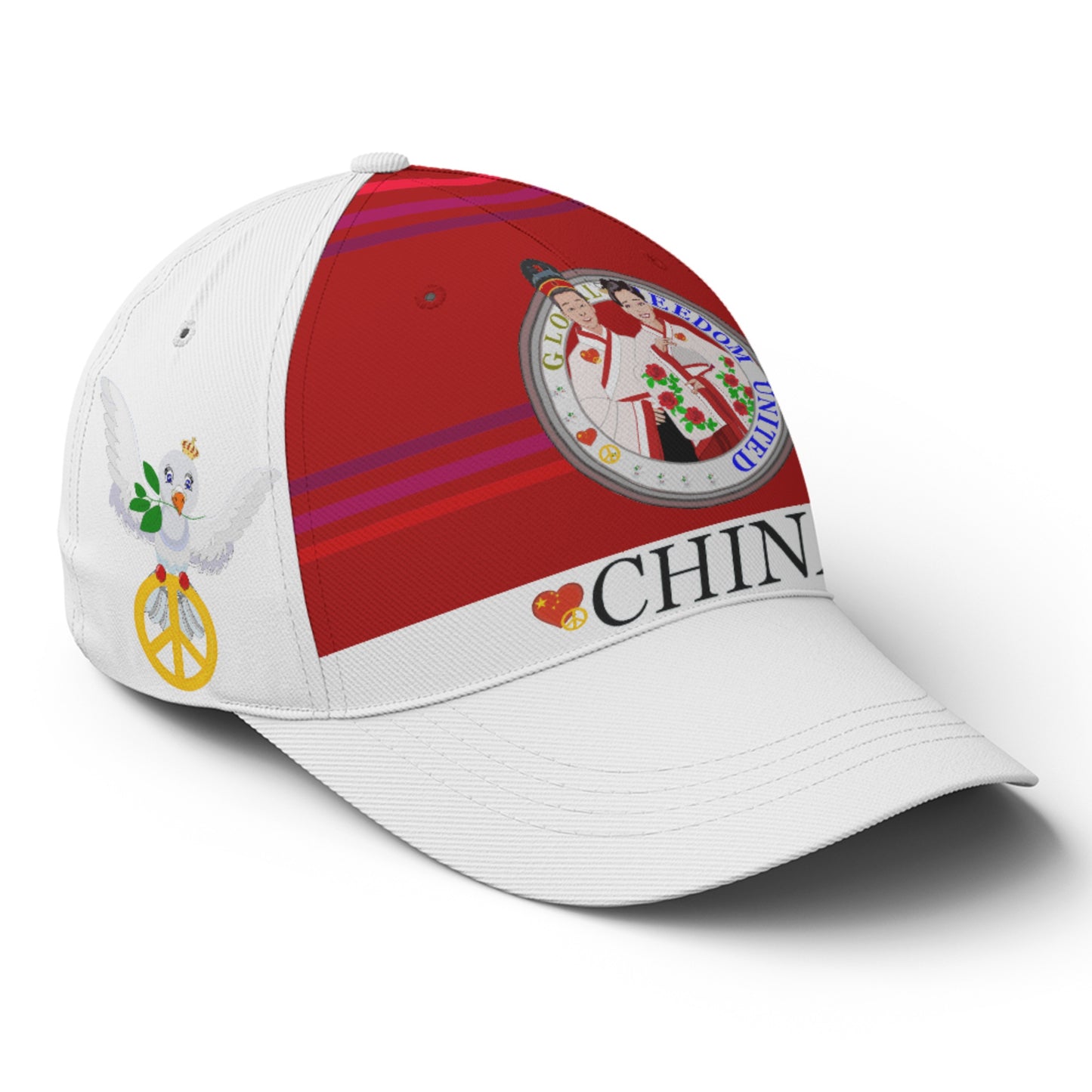 Basketball Cap GLOBAL FREEDOM UNITED© Couple China Red
