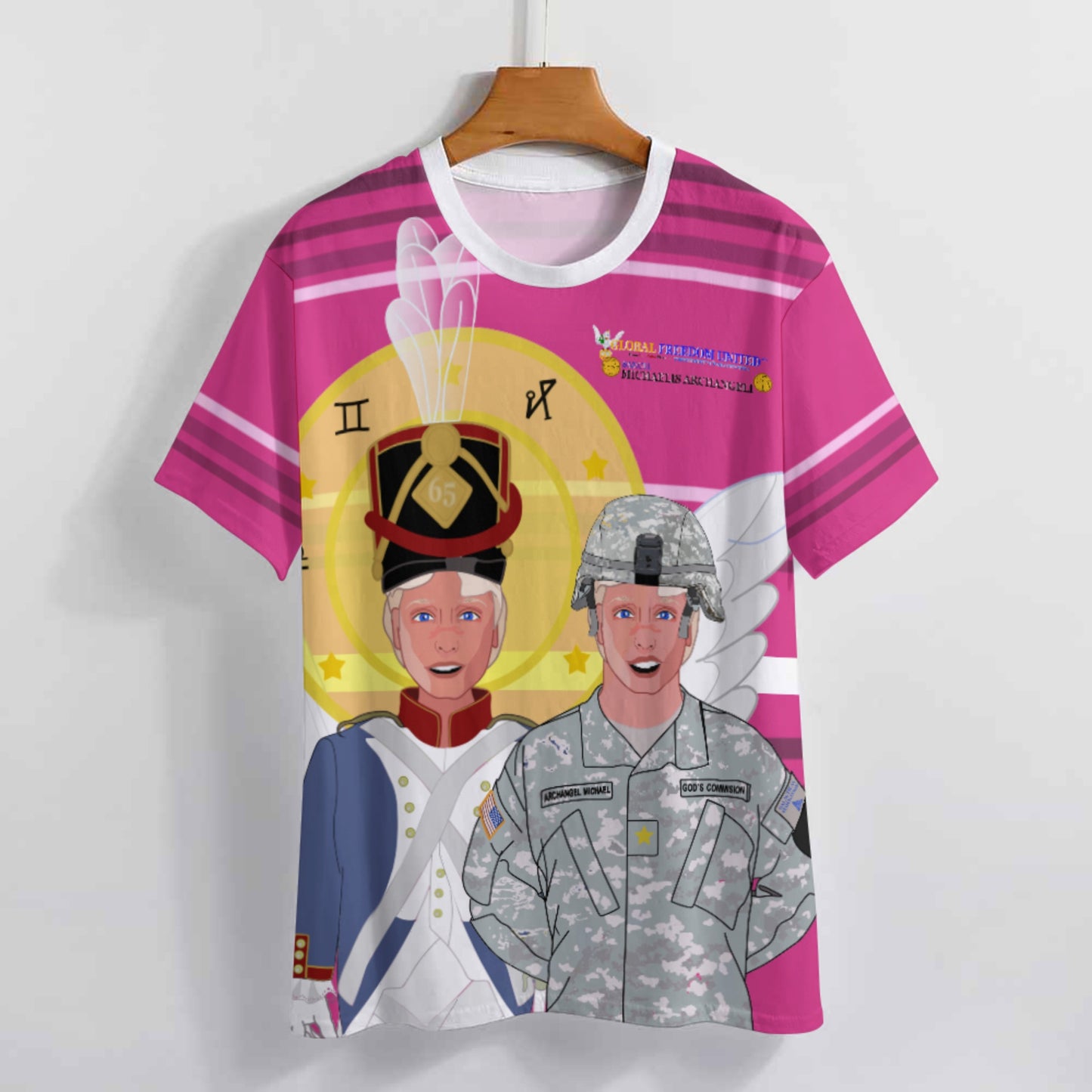Women´s T-shirt  Global Freedom United© Archangel Michael In Latin V3 Pink2