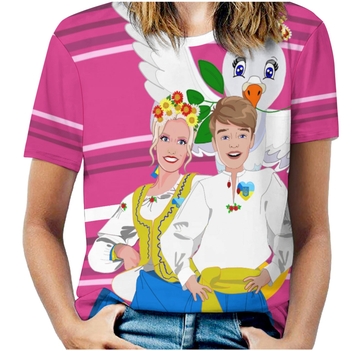 Women´s T-shirt GLOBAL FREEDOM UNITED© Couple Ukrain Pink2