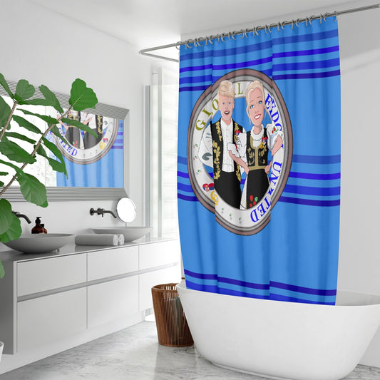 Quick-drying Shower Curtain GLOBAL FREEDOM UNITED COUPLE EDITION SERBIA DEEP BLUE