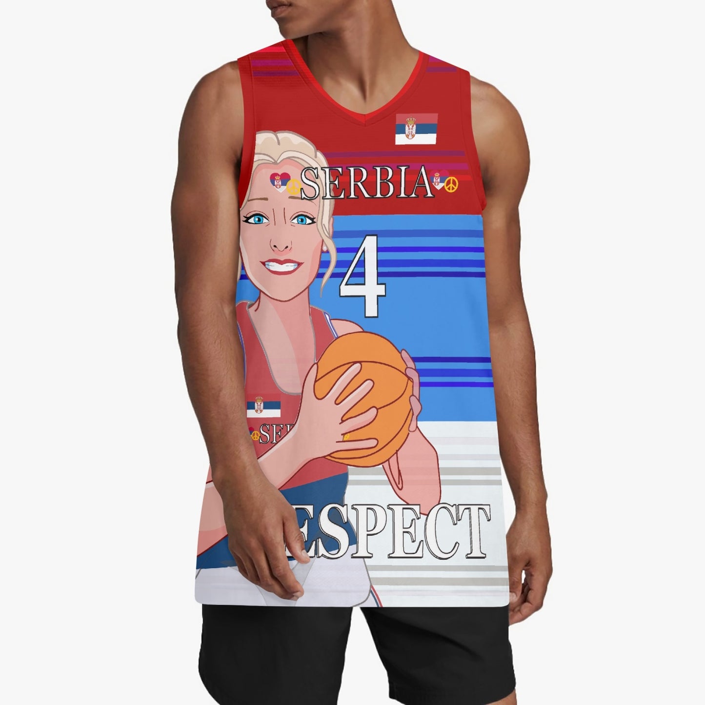 Basketball Jersey GLOBAL FREEDOM UNITED COUPLE EDITION WOMEN SERBIA v1 4