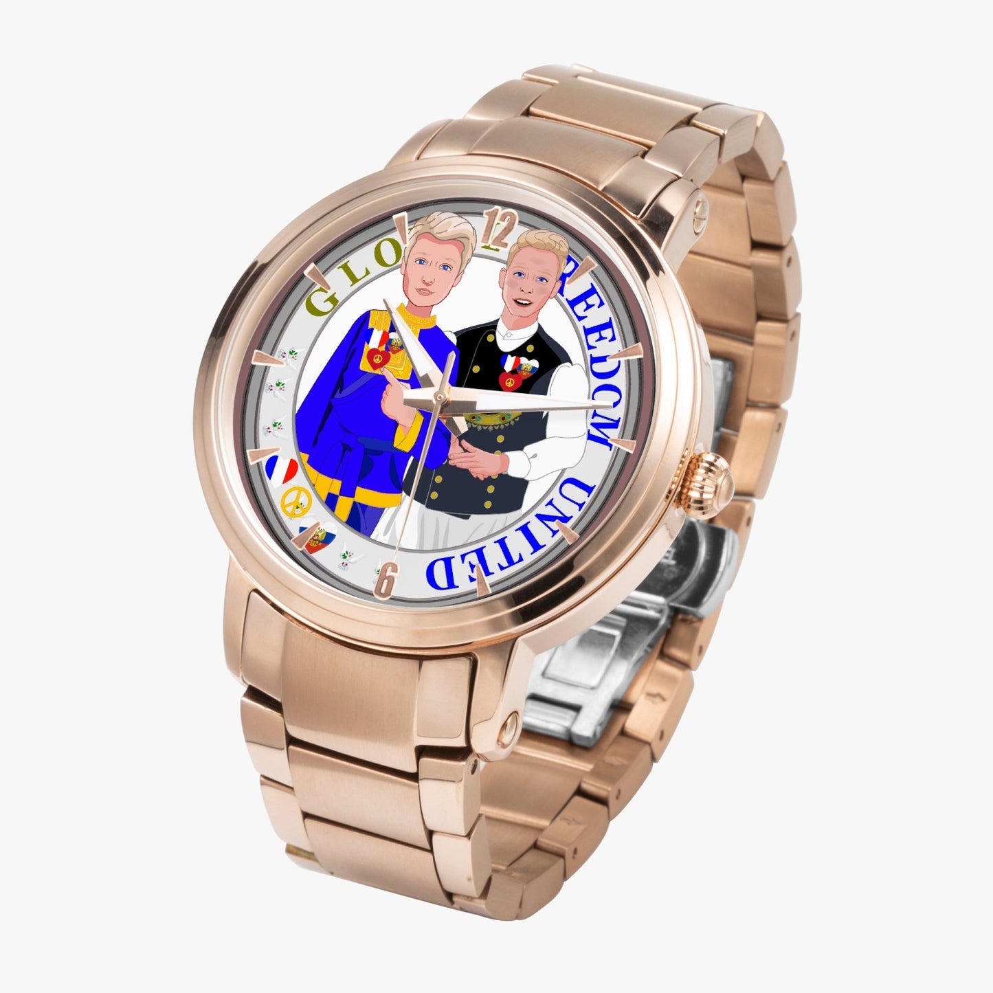 GLOBAL FREEDOM UNITED© New Steel Strap Automatic Watch (With Indicators) Men Russia & French V1