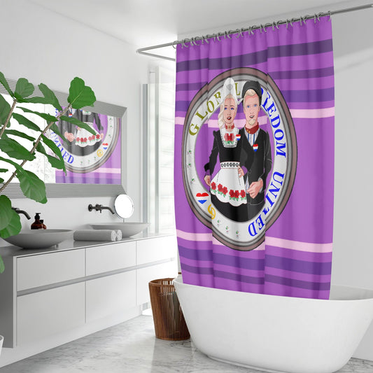 GLOBAL FREEDOM UNITED© Couple Nederland Lilac - Quick-drying Shower Curtain