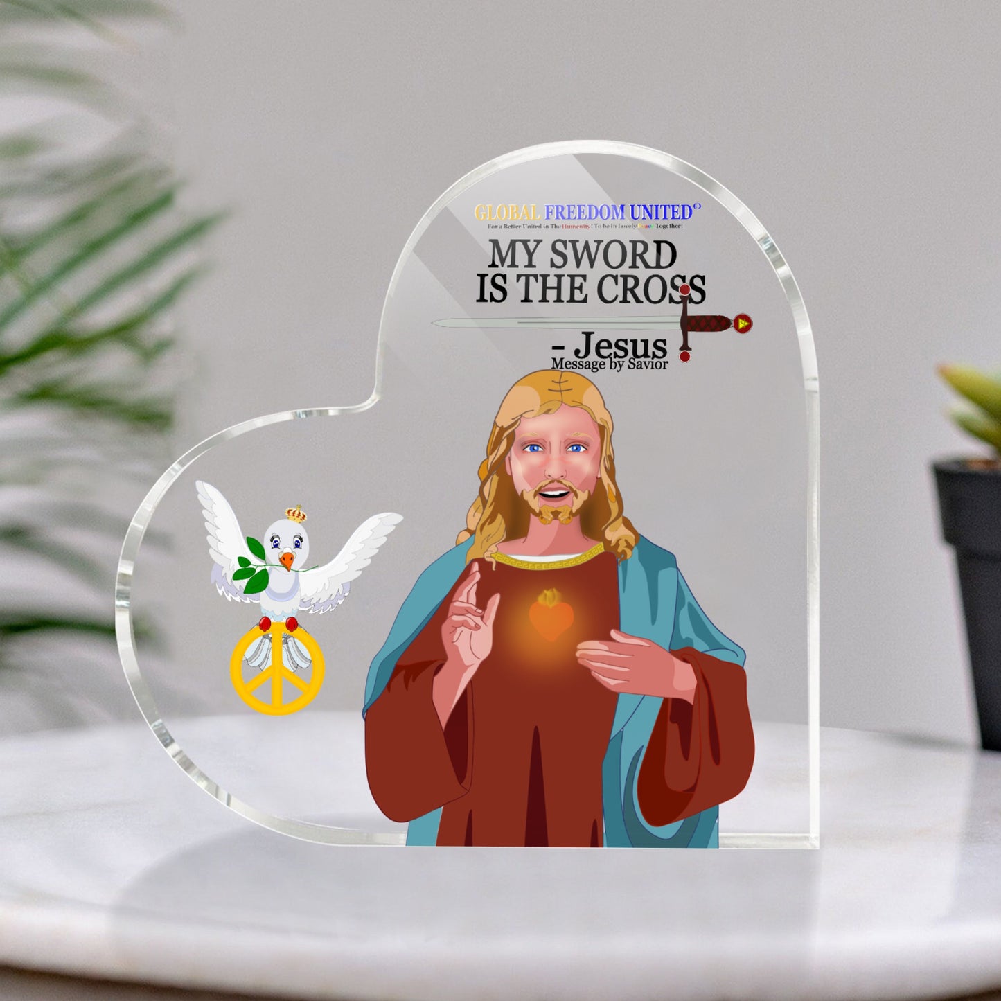Acryl Heart GLOBAL FREEDOM UNITED© Jesus Christ My Cross Is My Sword1