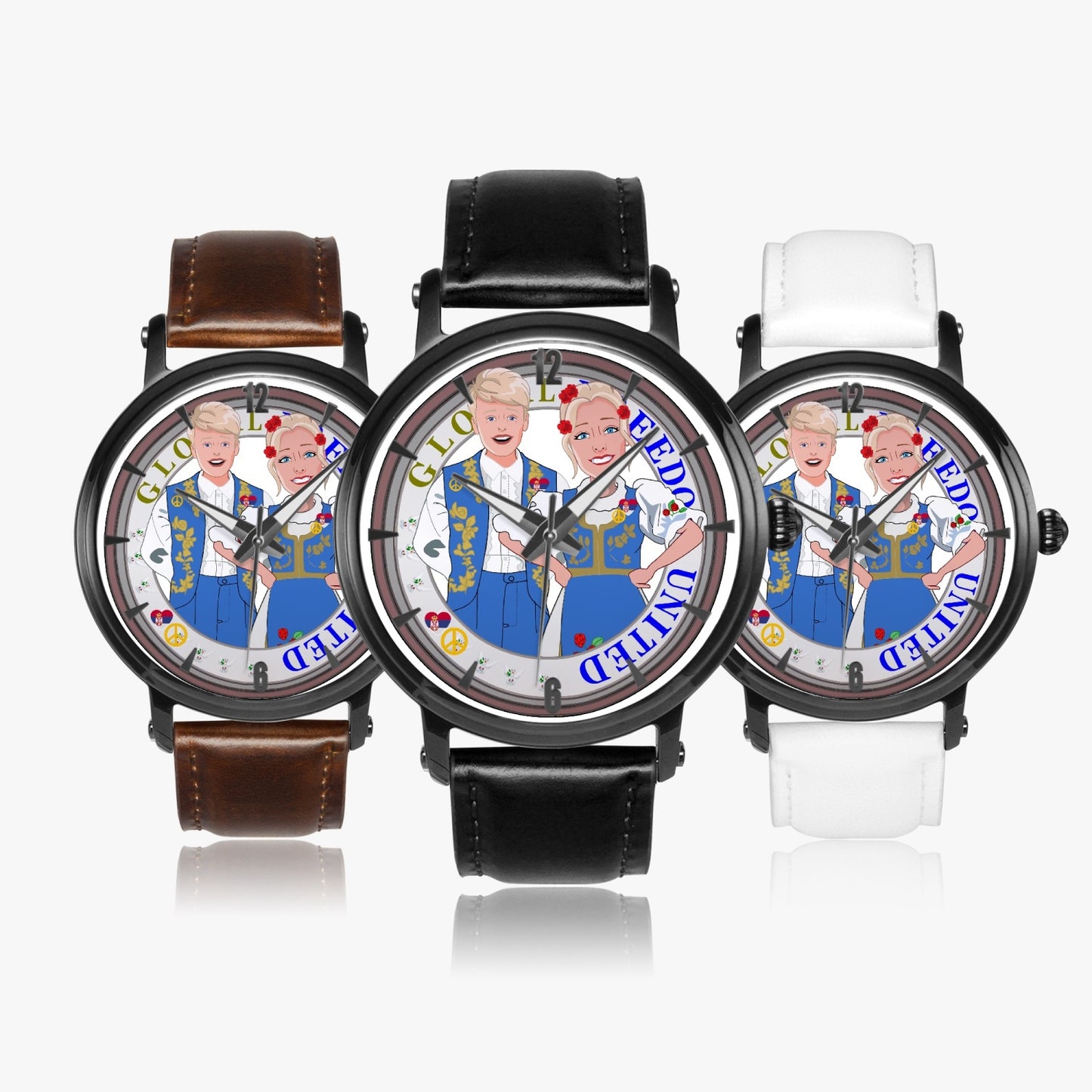 46mm Unisex Automatic Watch(Black) GLOBAL FREEDOM UNITED COUPLE EDITION SERBIA BLUE