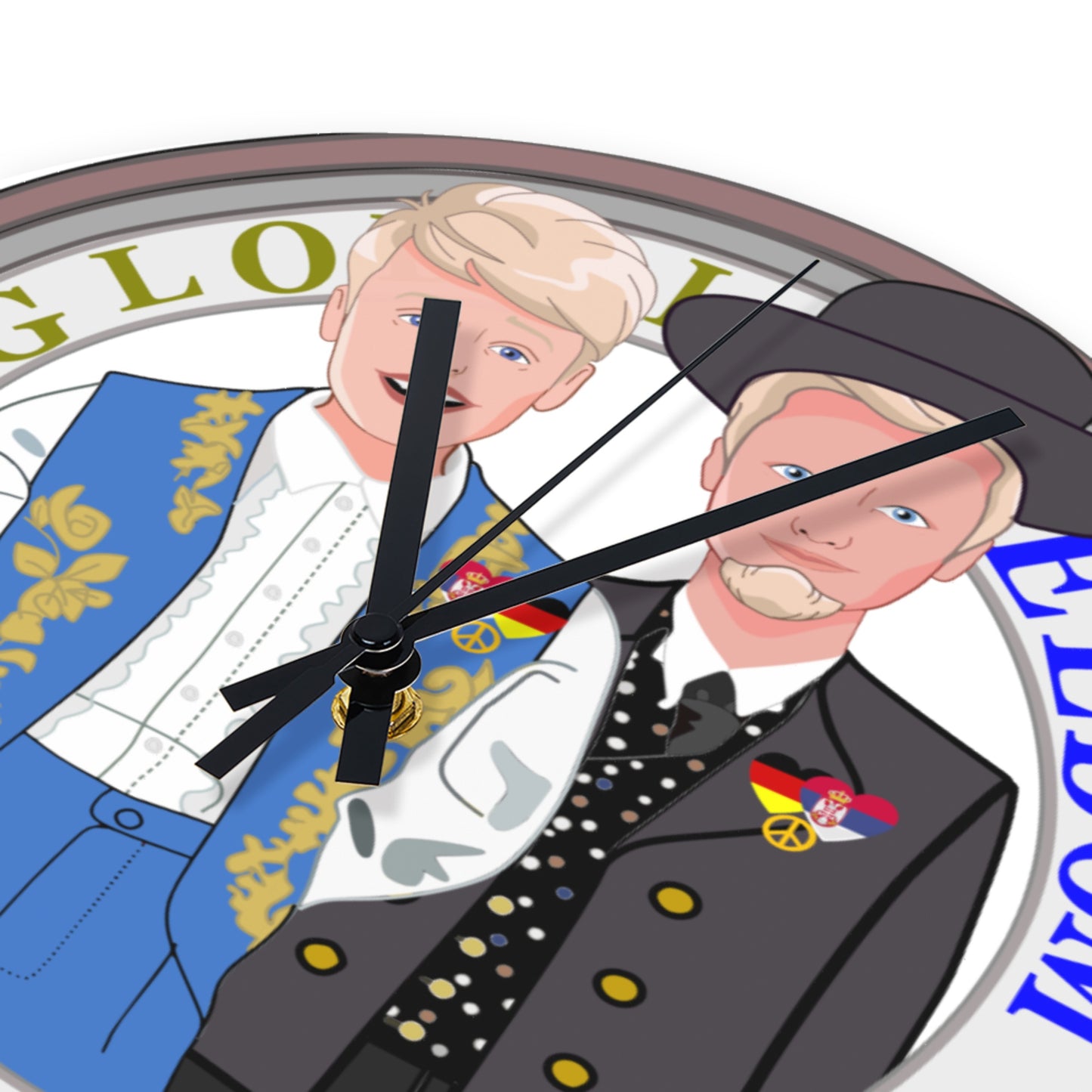 Wooden Wall Clock Without Scale GLOBAL FREEDOM UNITED© Men Serbia & Germany V2