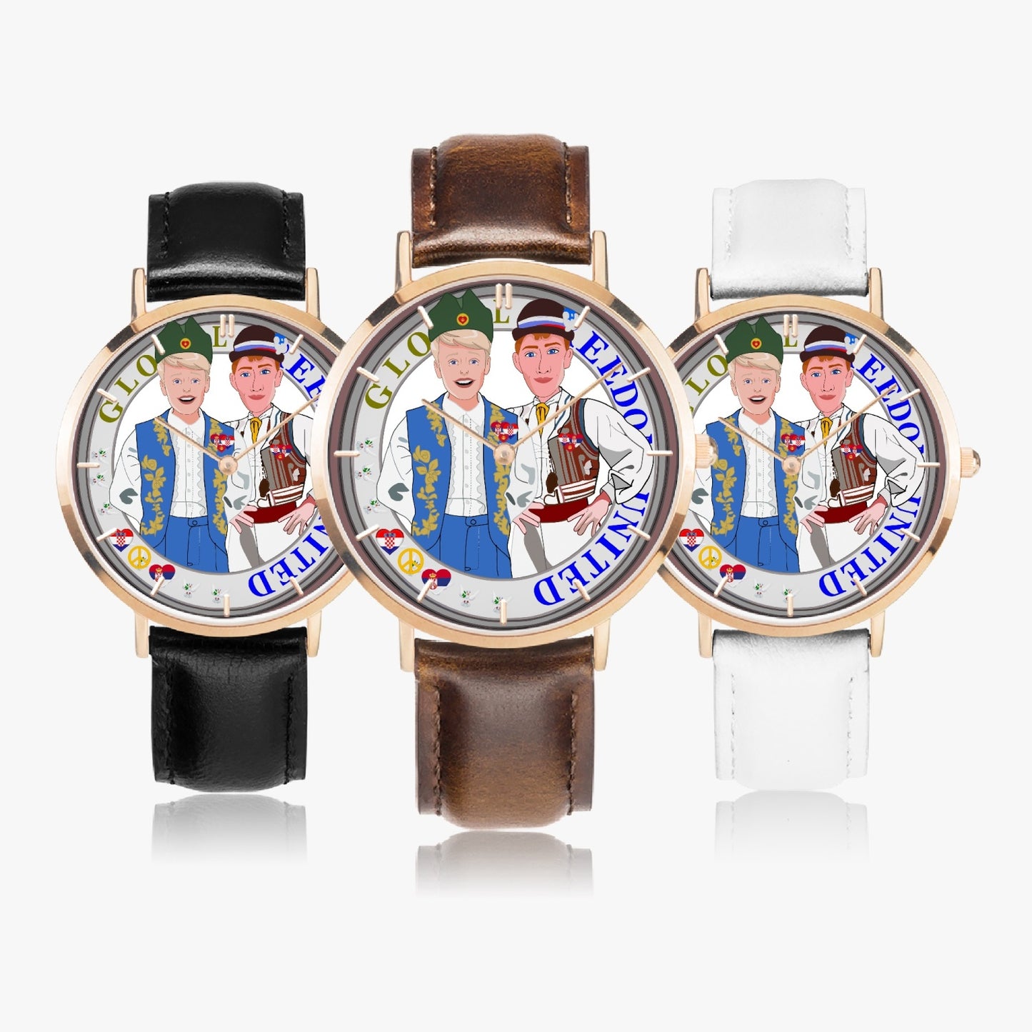 GLOBAL FREEDOM UNITED© Hot Selling Ultra-Thin Leather Strap Quartz Watch (Rose Gold With Indicators) Men Croatia & Serbia