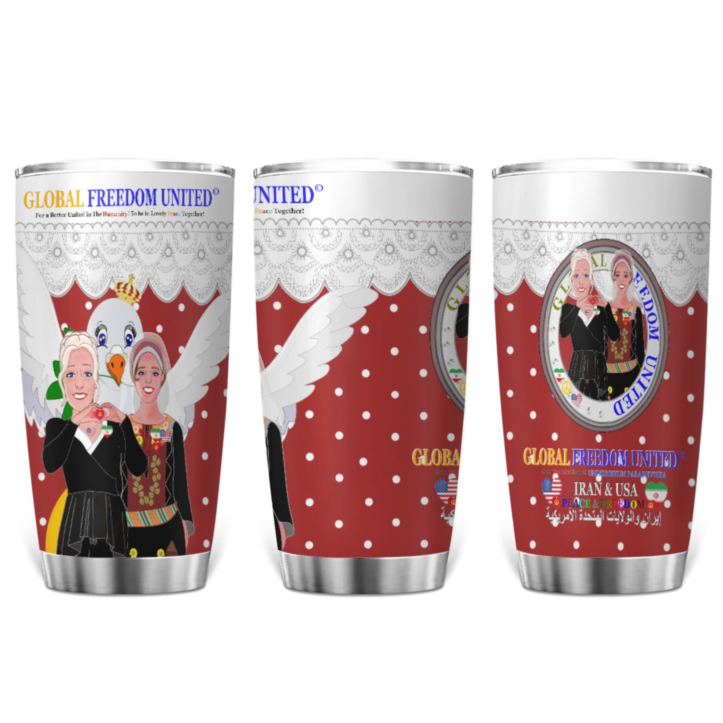 Tumbler GLOBAL FREEDOM UNITED© Women Iran & USA Red