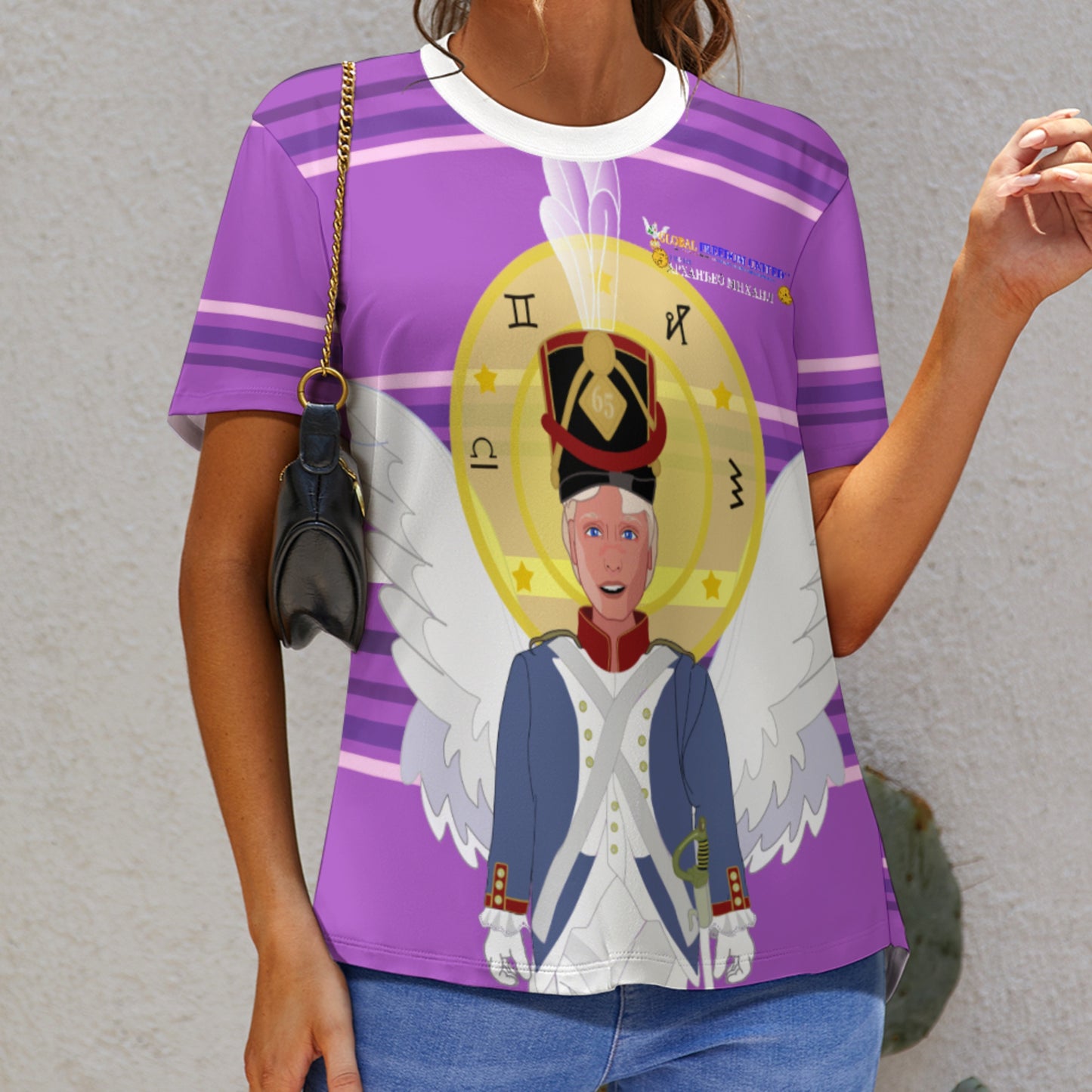 Women´s T-shirt  GLOBAL FREEDOM UNITED© Archangel Michael Serbia V3 Lilac