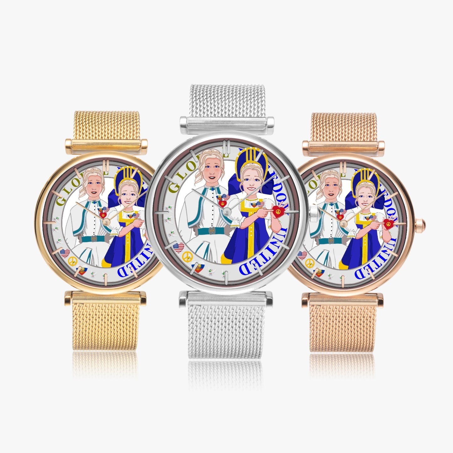 GLOBAL FREEDOM UNITED© New Stylish Ultra-Thin Quartz Watch (With Indicators) Women USA & Russia