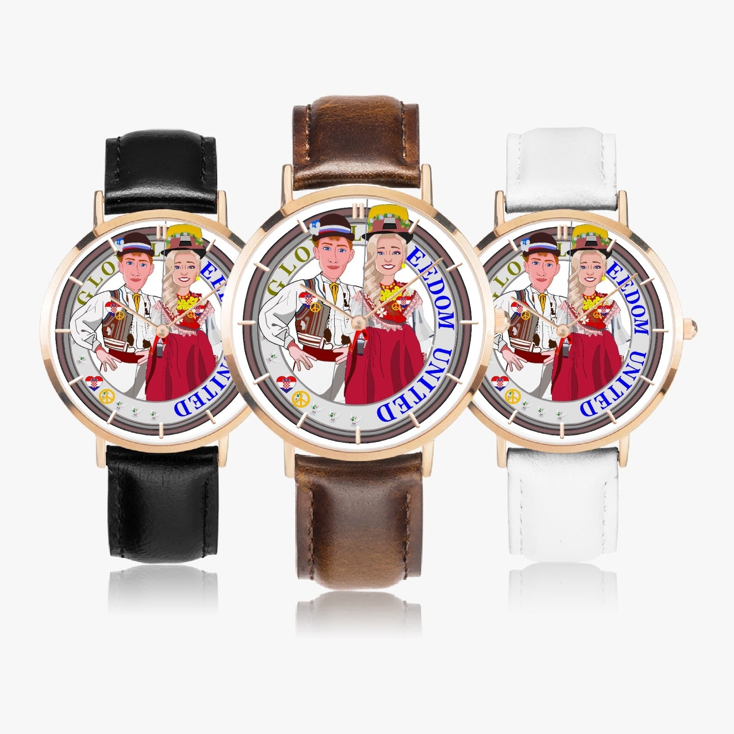 Hot Selling Ultra-Thin Leather Strap Quartz Watch (Rose Gold With Indicators)  GLOBAL FREEDOM UNITED© COUPLE CROATIA