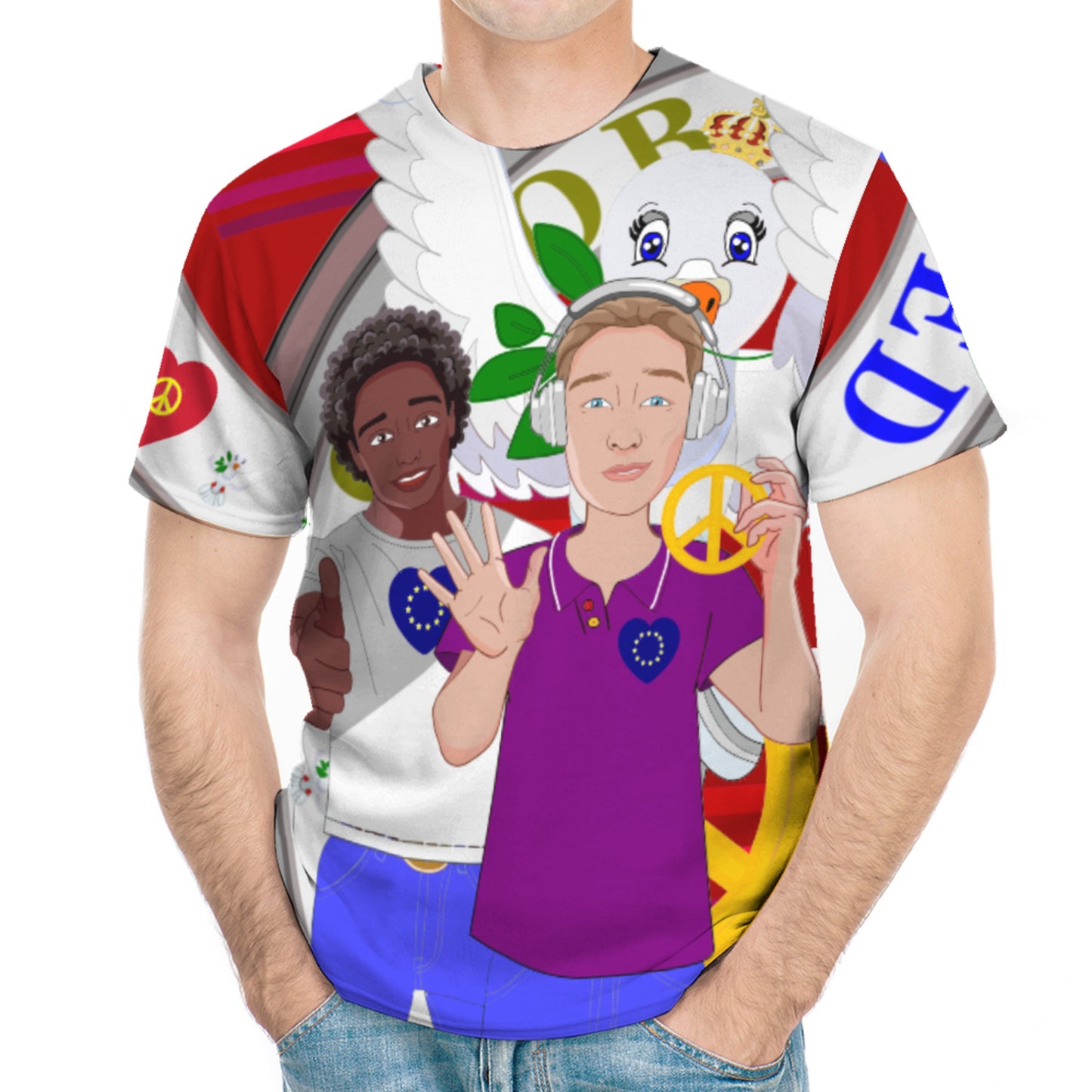 Men´s T-shirt GLOBAL FREEDOM UNITED© Men Anti Racism & Fascism Red