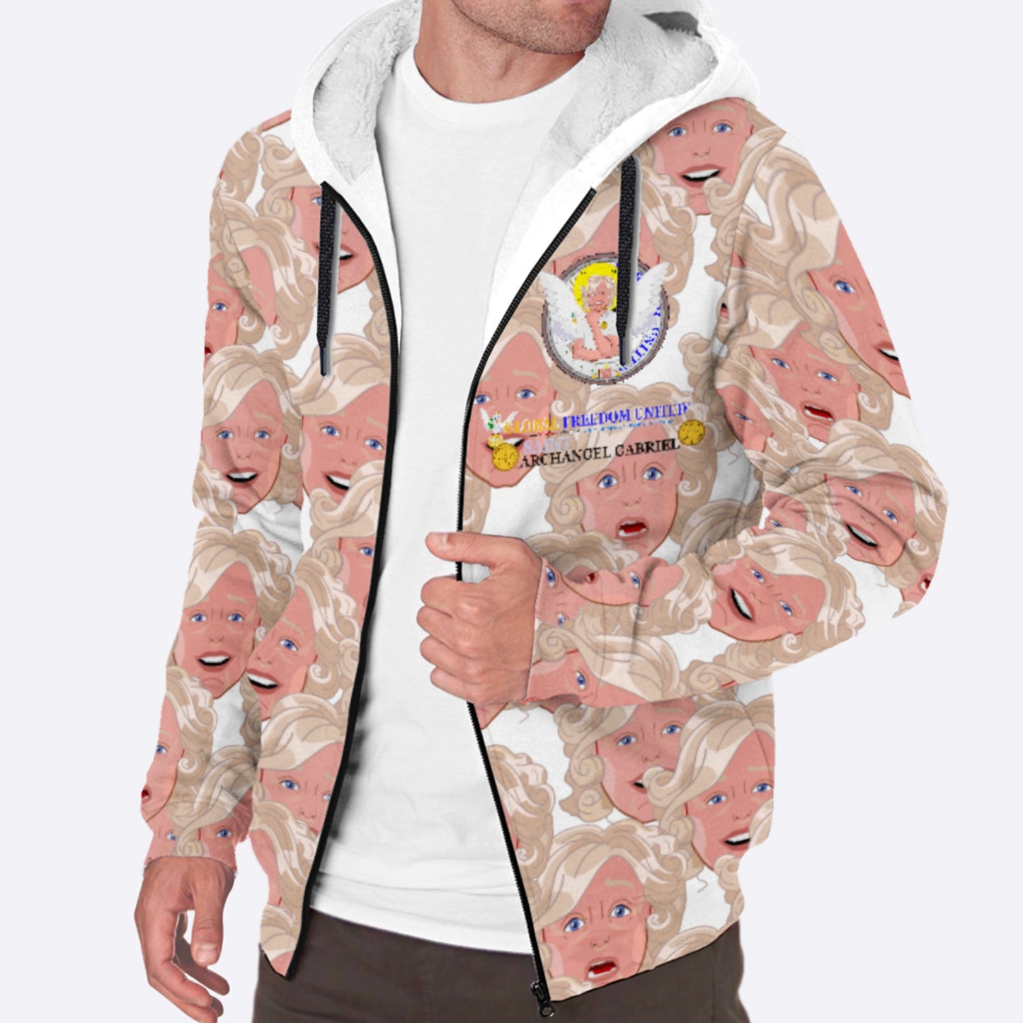 Plush Hoodie GLOBAL FREEDOM UNITED© Archangel Gabriel Faces