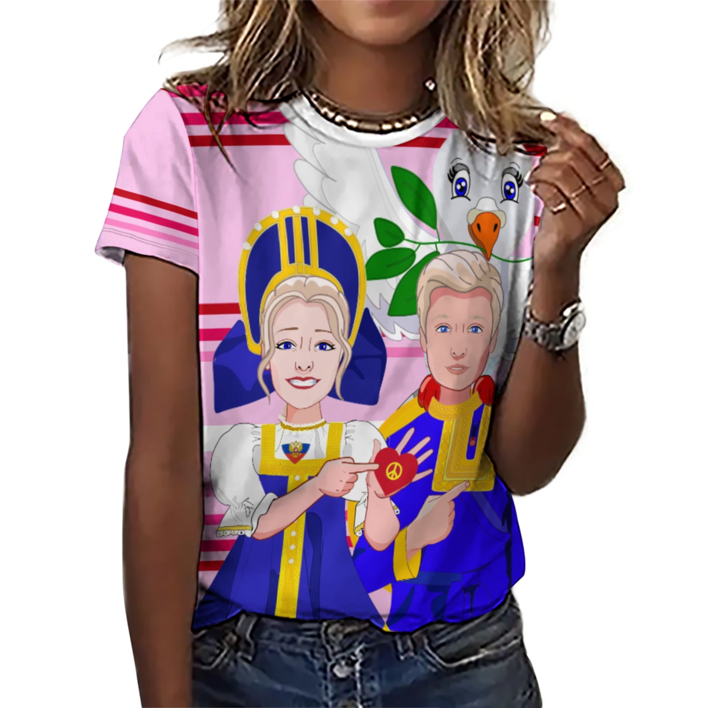 Women´s T-shirt GLOBAL FREEDOM UNITED© Couple Russia Pink1