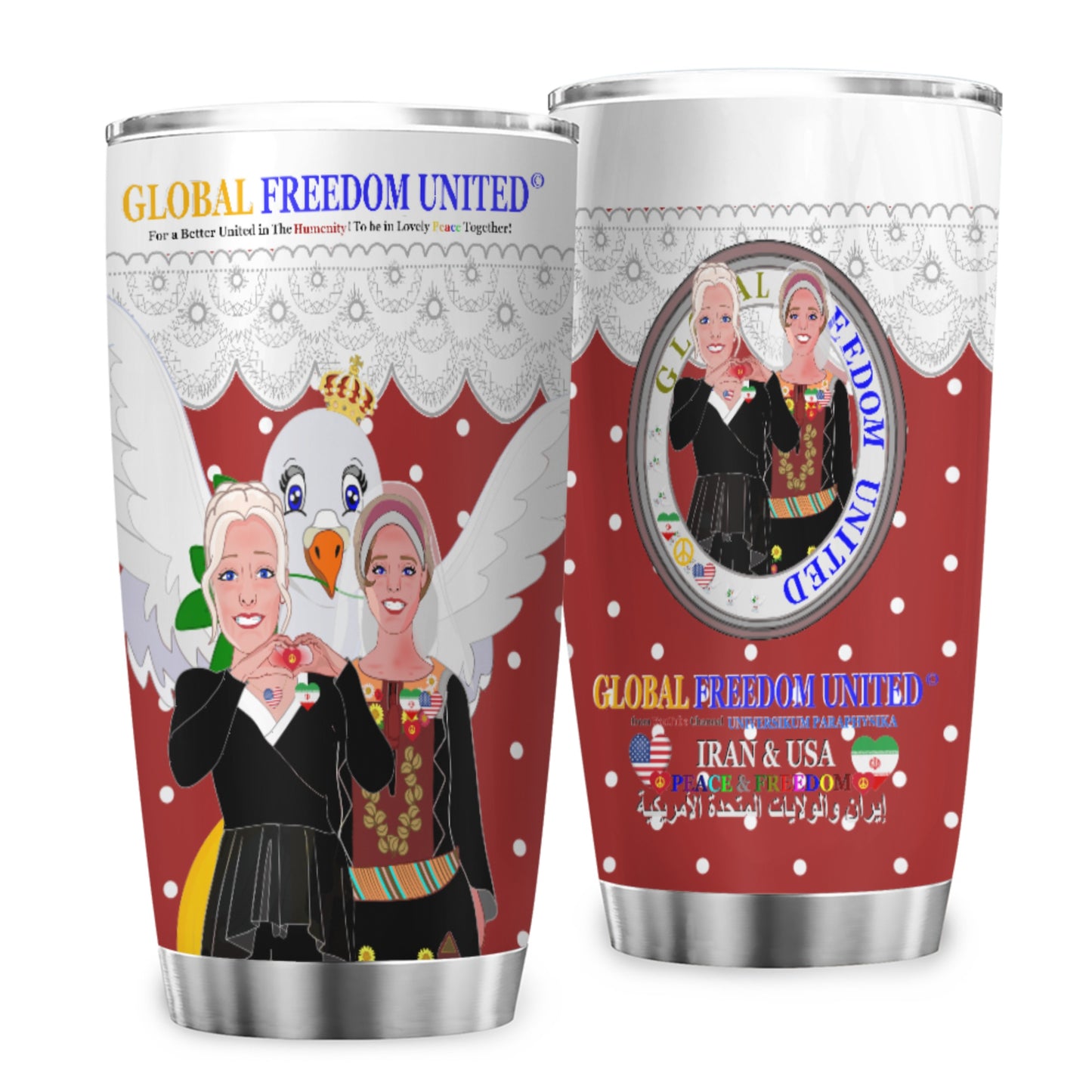 Tumbler GLOBAL FREEDOM UNITED© Women Iran & USA Red