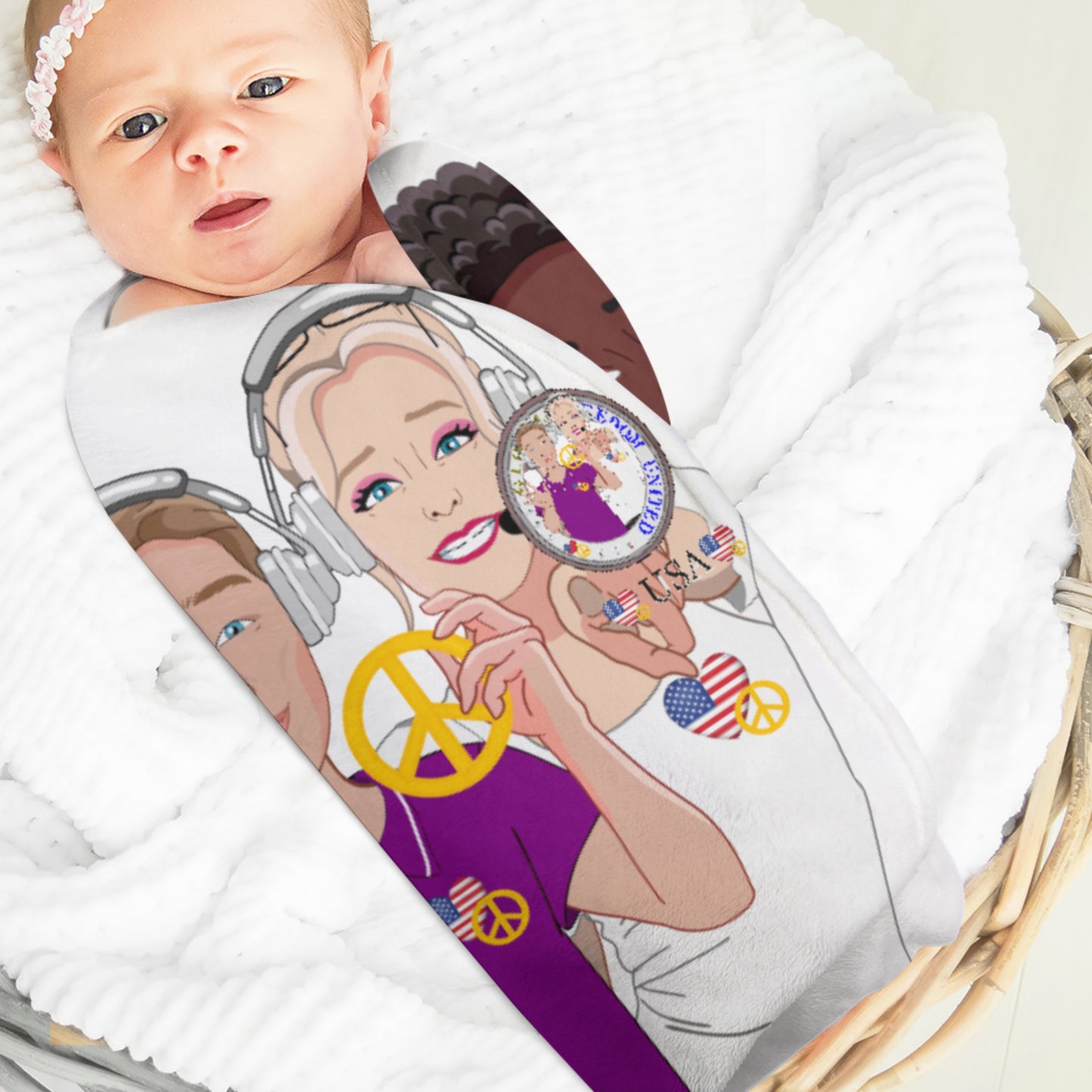 Blanket For Kids GLOBAL FREEDOM UNITED© Couple USA Wight American