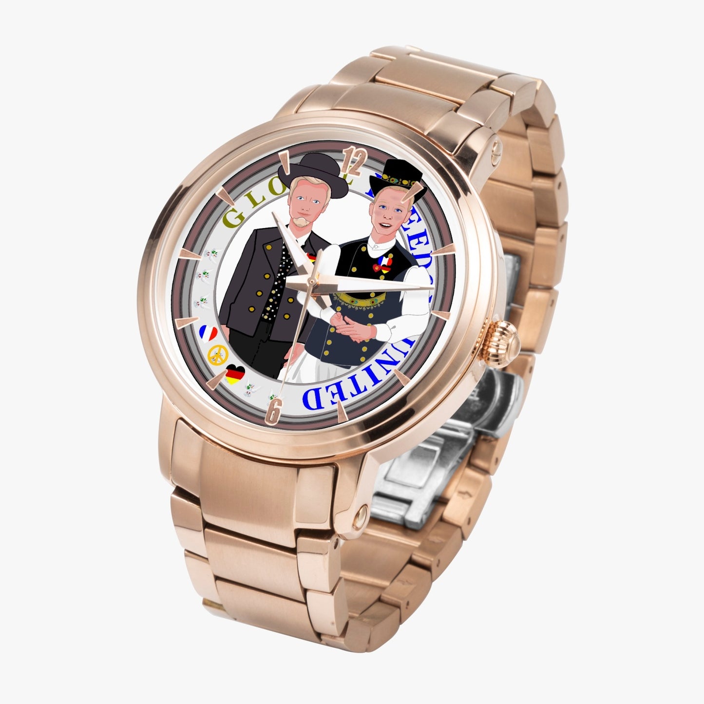 GLOBAL FREEDOM UNITED© New Steel Strap Automatic Watch (With Indicators) Men French & Germany