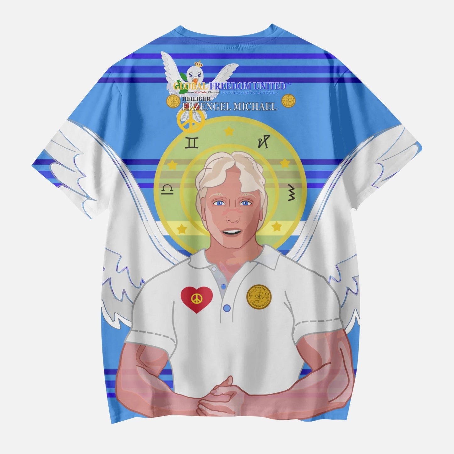 AOP Kids' Short T-Shirts GLOBAL FREEDOM UNITED ARCHANGEL MICHAEL GERMAN  DEEP BLUE