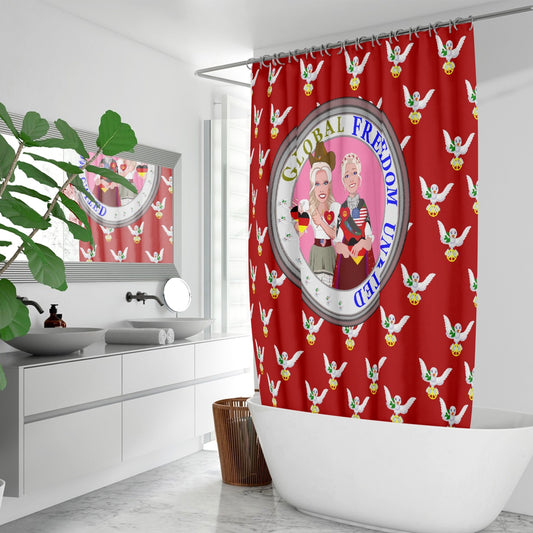 GLOBAL FREEDOM UNITED WOMEN USA & GERMANY OLD PEACE RED Quick-drying Shower Curtain