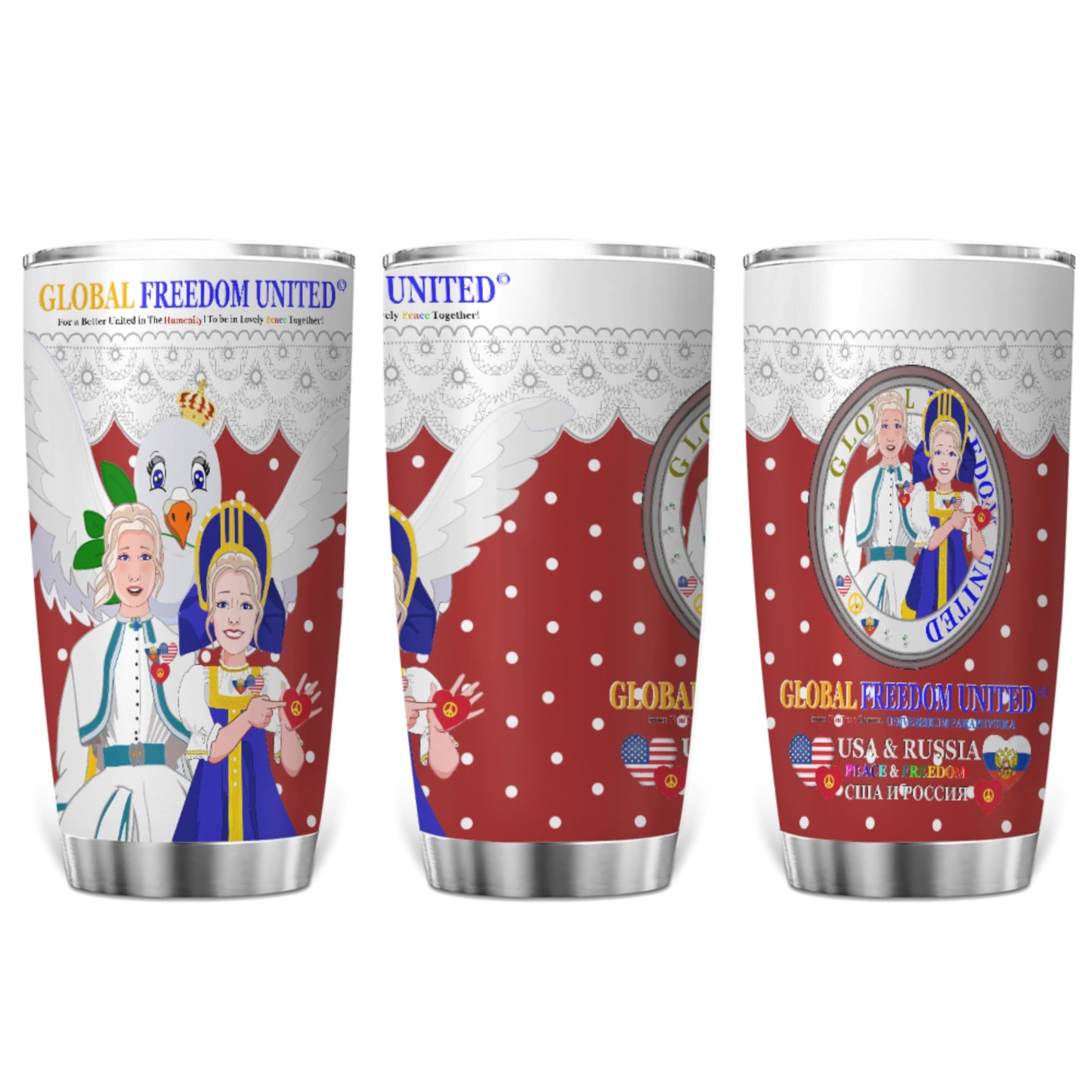 Tumbler GLOBAL FREEDOM UNITED© Women Russia & USA Red