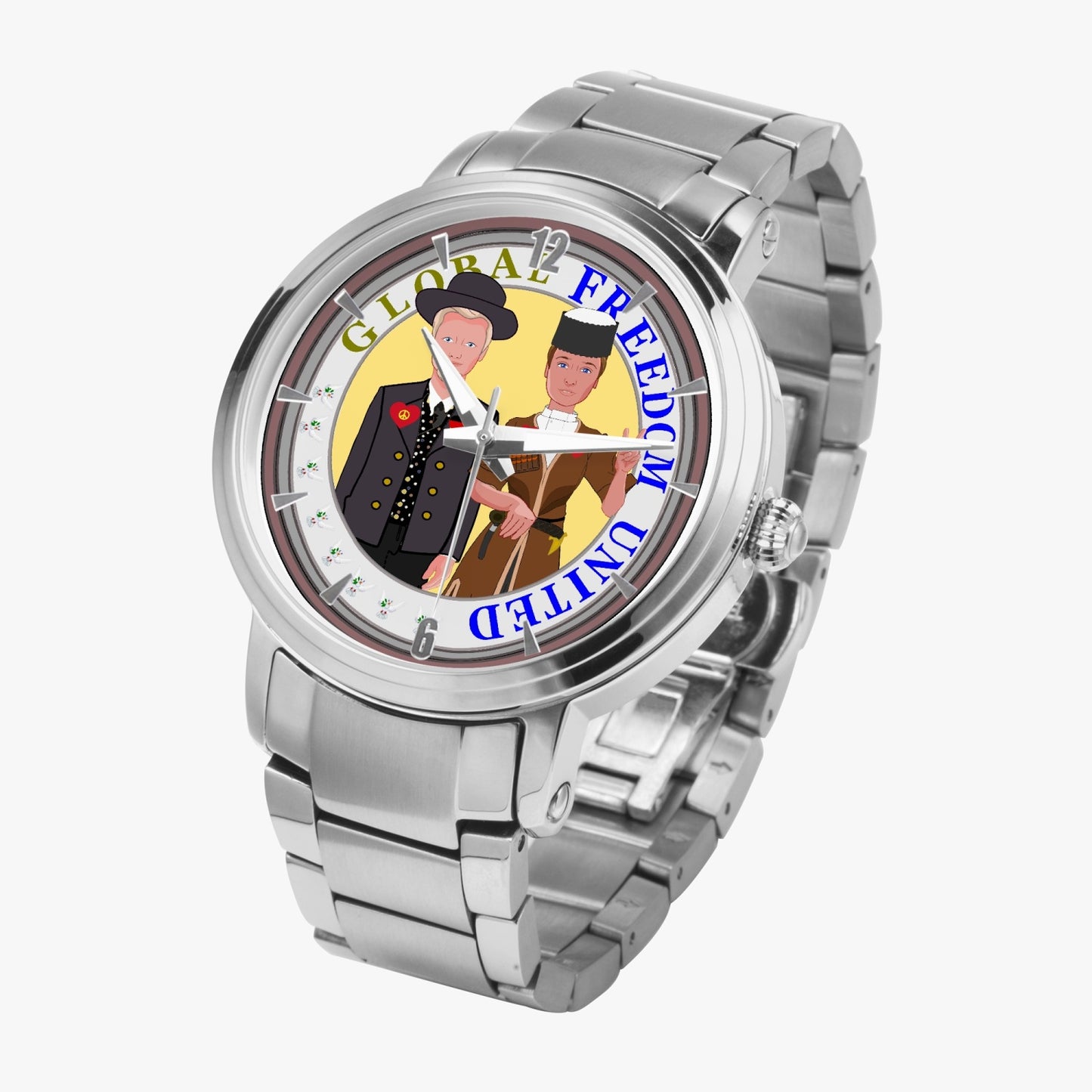 New Steel Strap Automatic Watch (With Indicators) GLOBAL FREEDOM UNITED MEN GERMANY & TURKEY