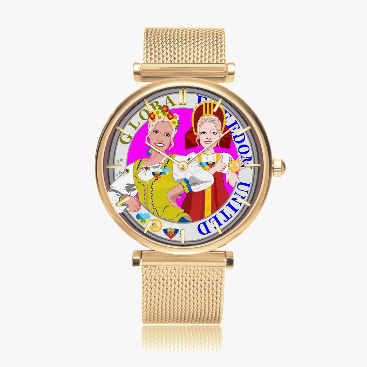 GLOBAL FREEDOM UNITED© New Stylish Ultra-Thin Quartz Watch (With Indicators) Women Russia & Ukraina