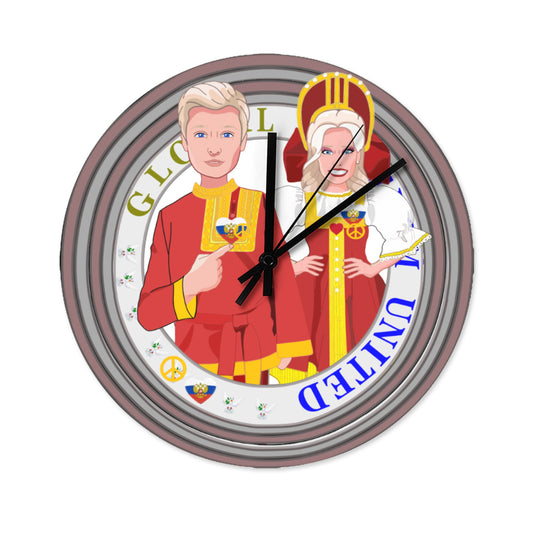 Wooden Wall Clock Without Scale GLOBAL FREEDOM UNITED© Couple Russia