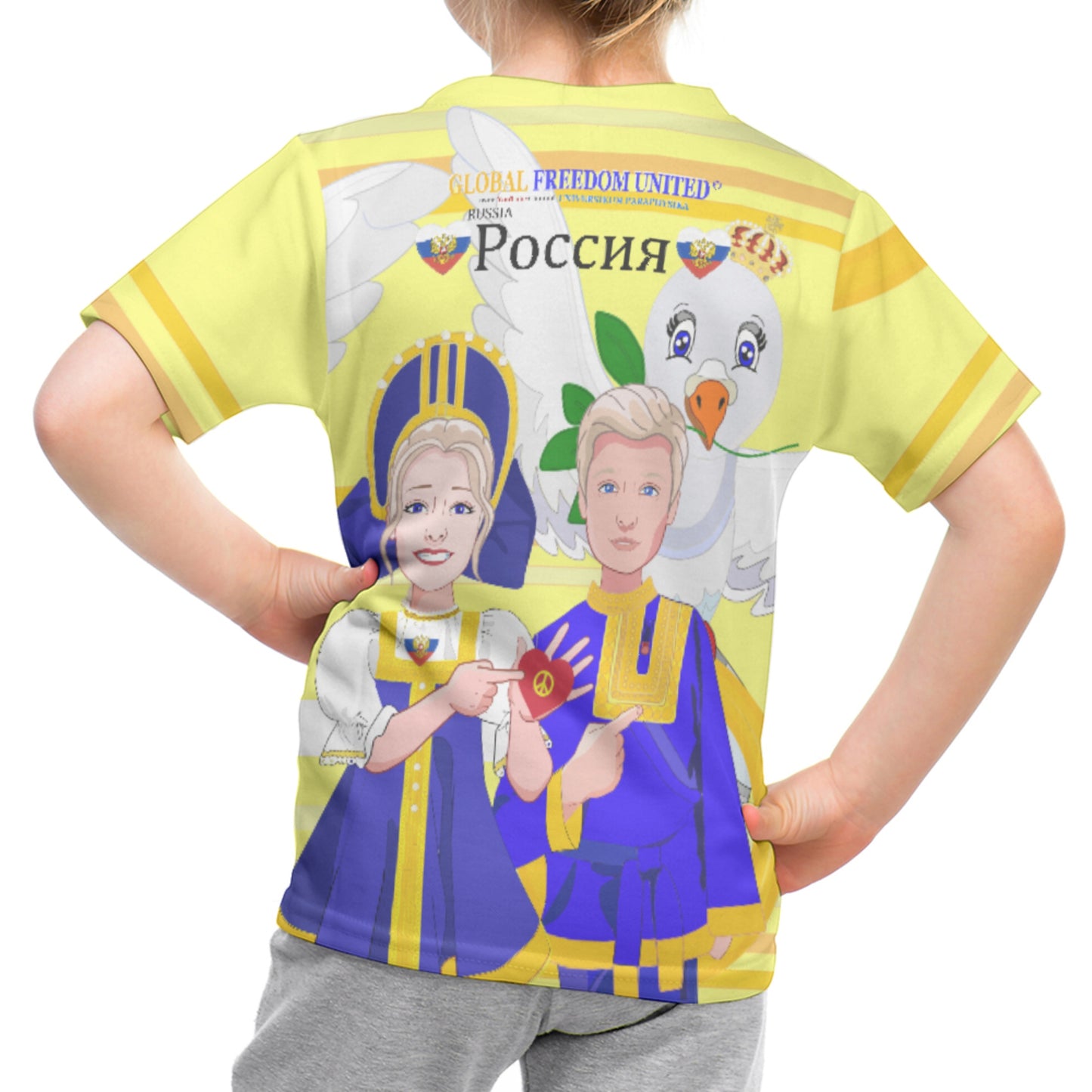 Kid´s T-shirt GLOBAL FREEDOM UNITED© Couple Russia Yellow