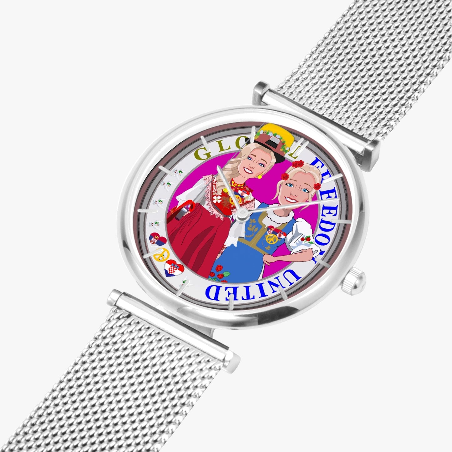 GLOBAL FREEDOM UNITED©  New Stylish Ultra-Thin Quartz Watch (With Indicators) Women Croatia & Serbia V1