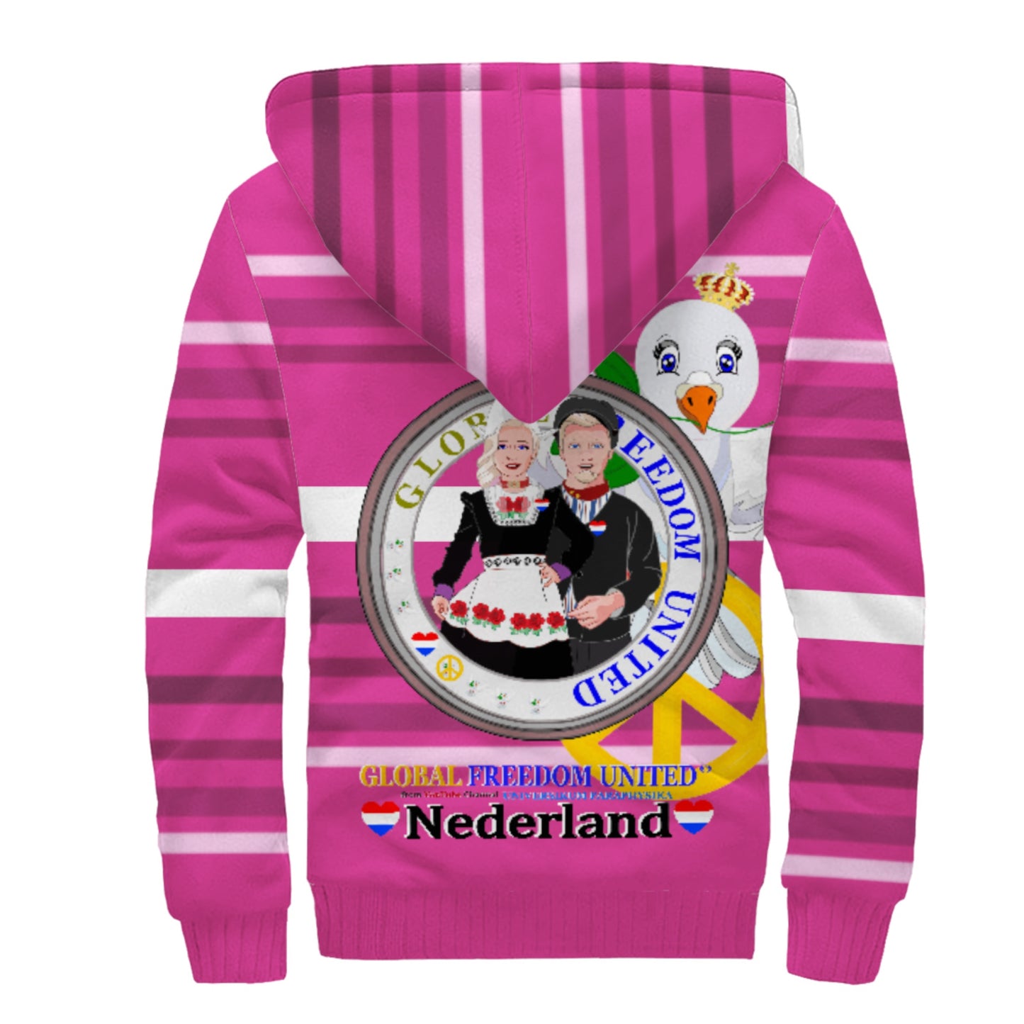 Plush Hoodie GLOBAL FREEDOM UNITED© Couple Nederland Pink 2