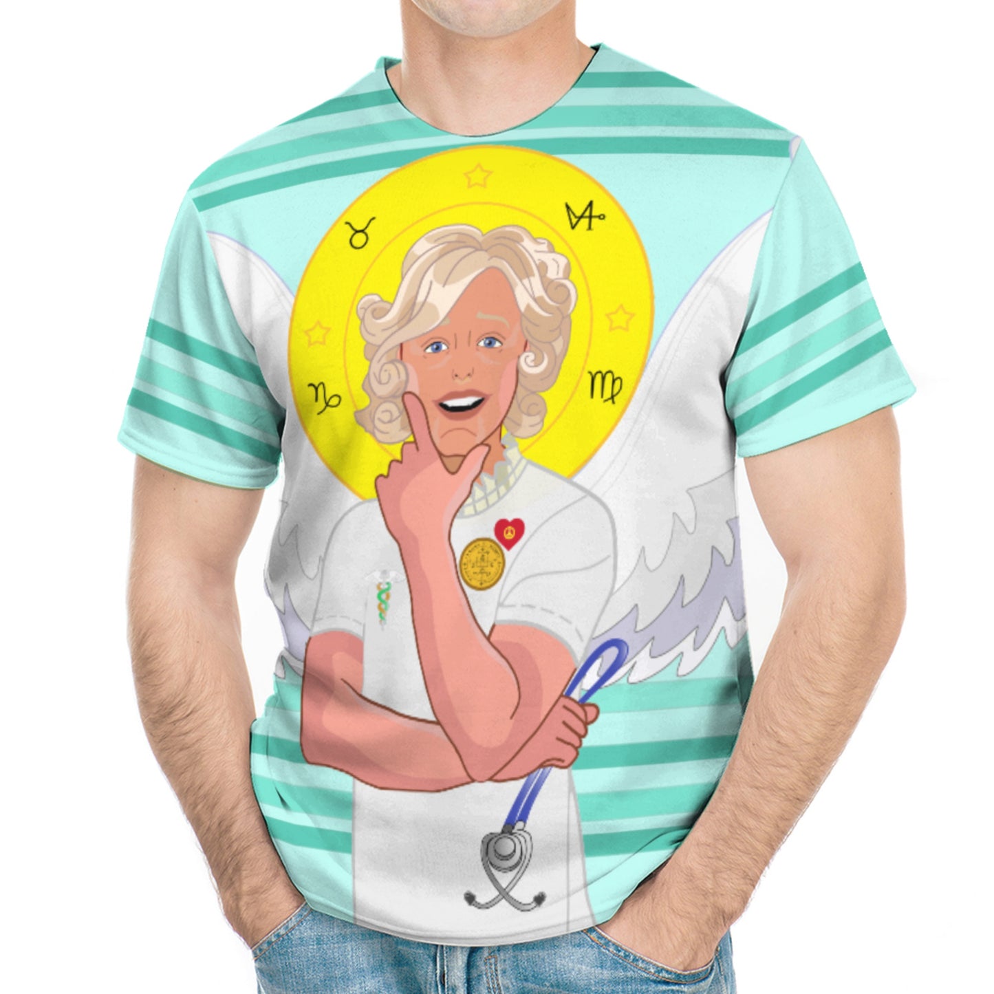 Men´s T-shirt GLOBAL FREEDOM UNITED© Archangel Gabriel English Light Green