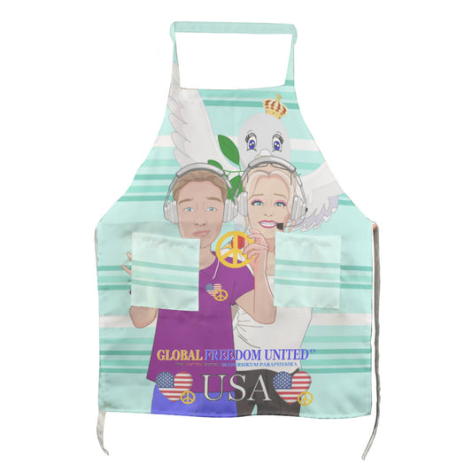 Apron GLOBAL FREEDOM UNITED© Couple USA Wight American Light Green