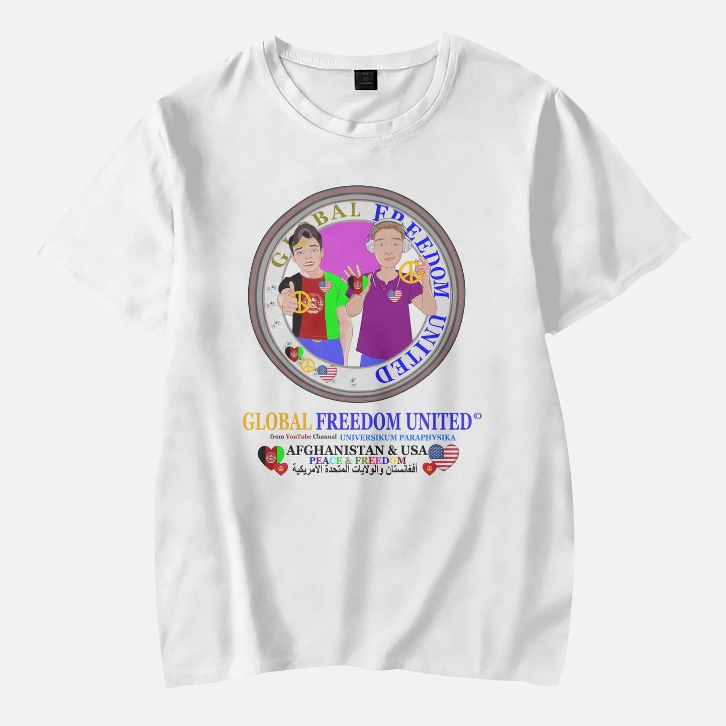 AOP Kids' Short T-Shirts GLOBAL FREEDOM UNITED BOY AFGHANISTAN & USA  V2