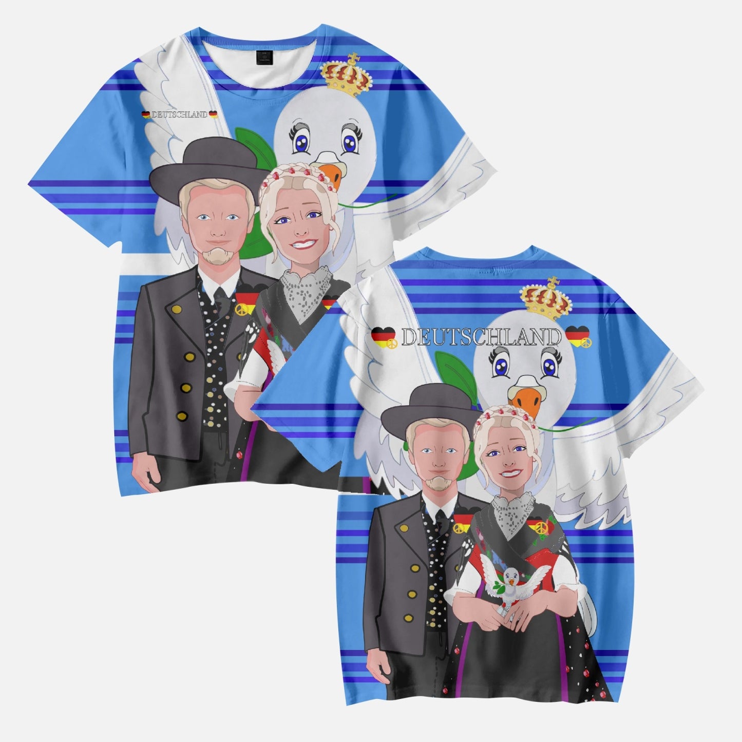 AOP Kids' Short T-Shirts GLOBAL FREEDOM UNITED COUPLE EDITION GERMANY V1 DEEP BLUE