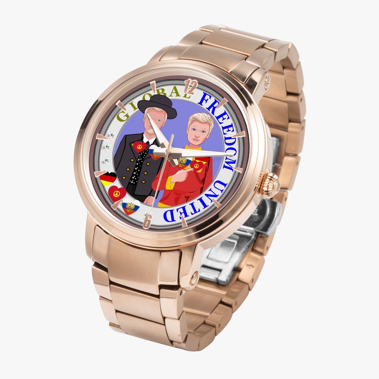 New Steel Strap Automatic Watch (With Indicators) GLOBAL FREEDOM UNITED© MEN GERMANY & RUSSIA