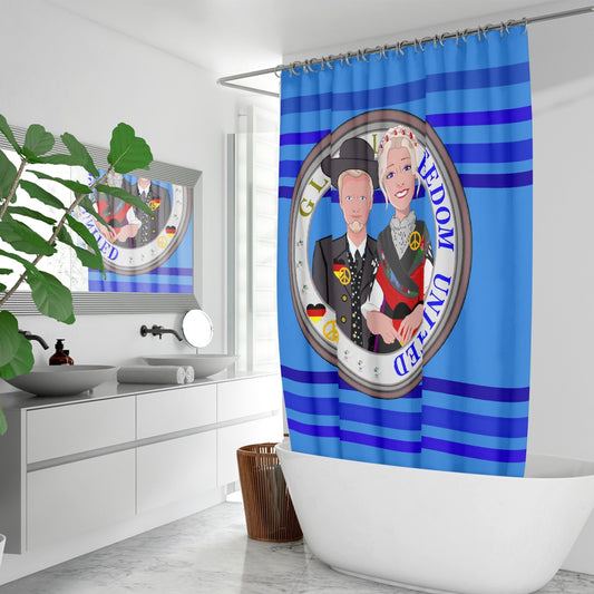 GLOBAL FREEDOM UNITED© Couple Germany V1 Deep Blue - Quick-drying Shower Curtain
