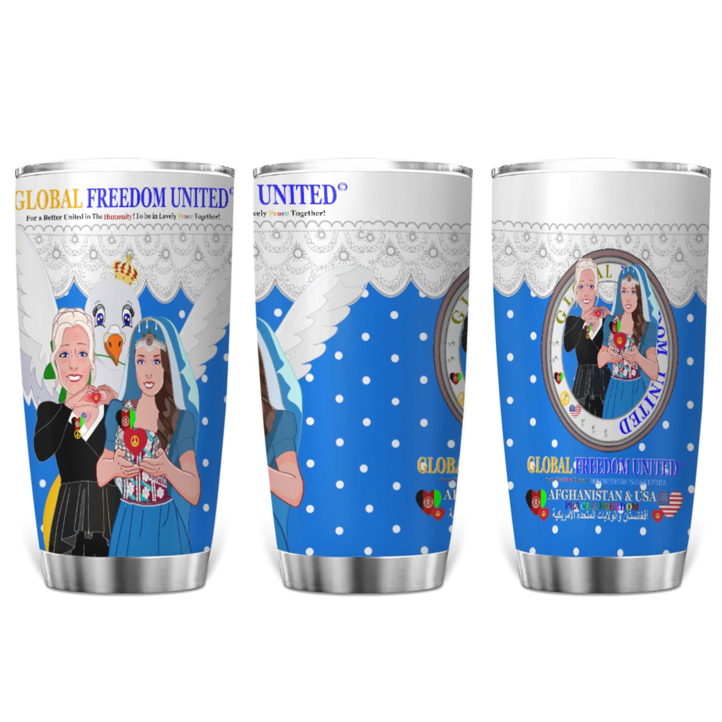 Tumbler GLOBAL FREEDOM UNITED© Women Afghanistan & USA Blue