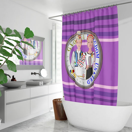 GLOBAL FREEDOM UNITED© Couple Romania Lilac - Quick-drying Shower Curtain