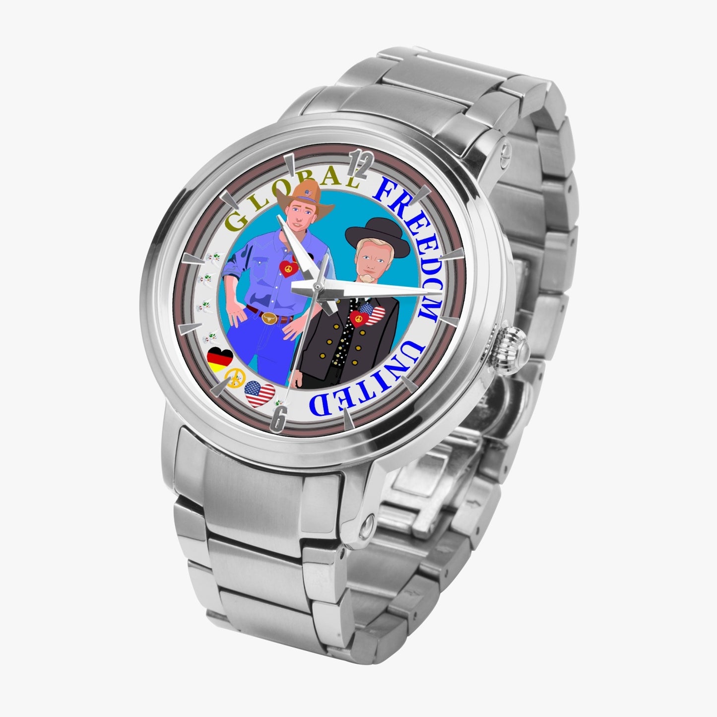 GLOBAL FREEDOM UNITED© New Steel Strap Automatic Watch (With Indicators) Men Germany & USA