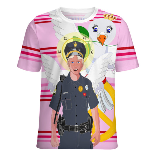 Women´s T-shirt 2 GLOBAL FREEDOM UNITED© Archangel Michael As Policemen Pink1