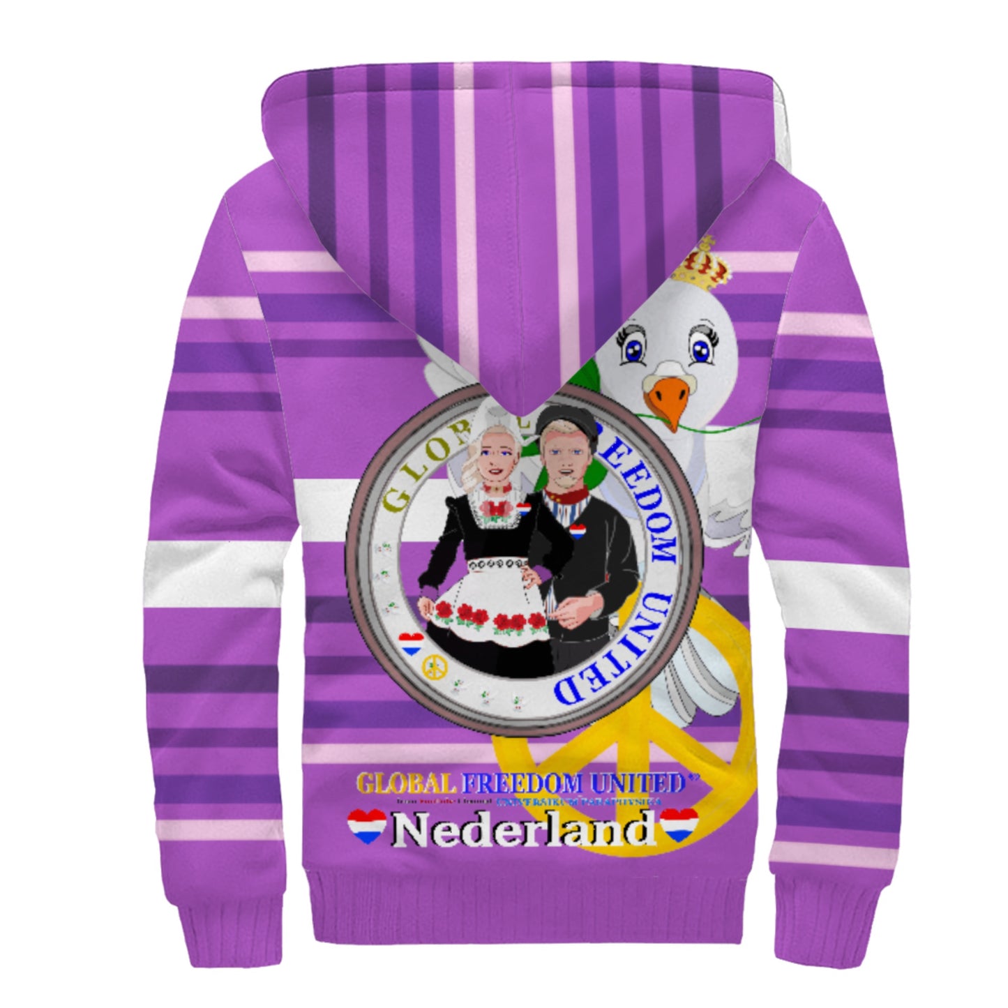 Plush Hoodie GLOBAL FREEDOM UNITED© Couple Nederland Lilac